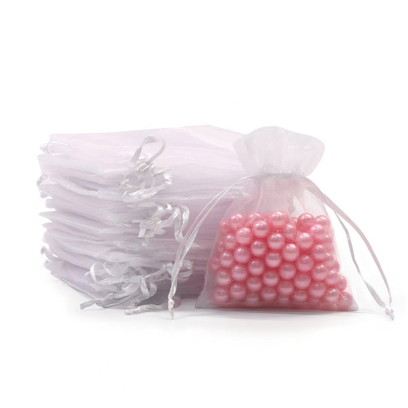 SumDirect 100PCS 3x4 Inches Organza Gift Bags with Drawstring-White - Image 1